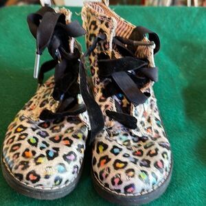 Okie Dokie Girls Multicolor Animal Print Boots Size 10M Zip-Up